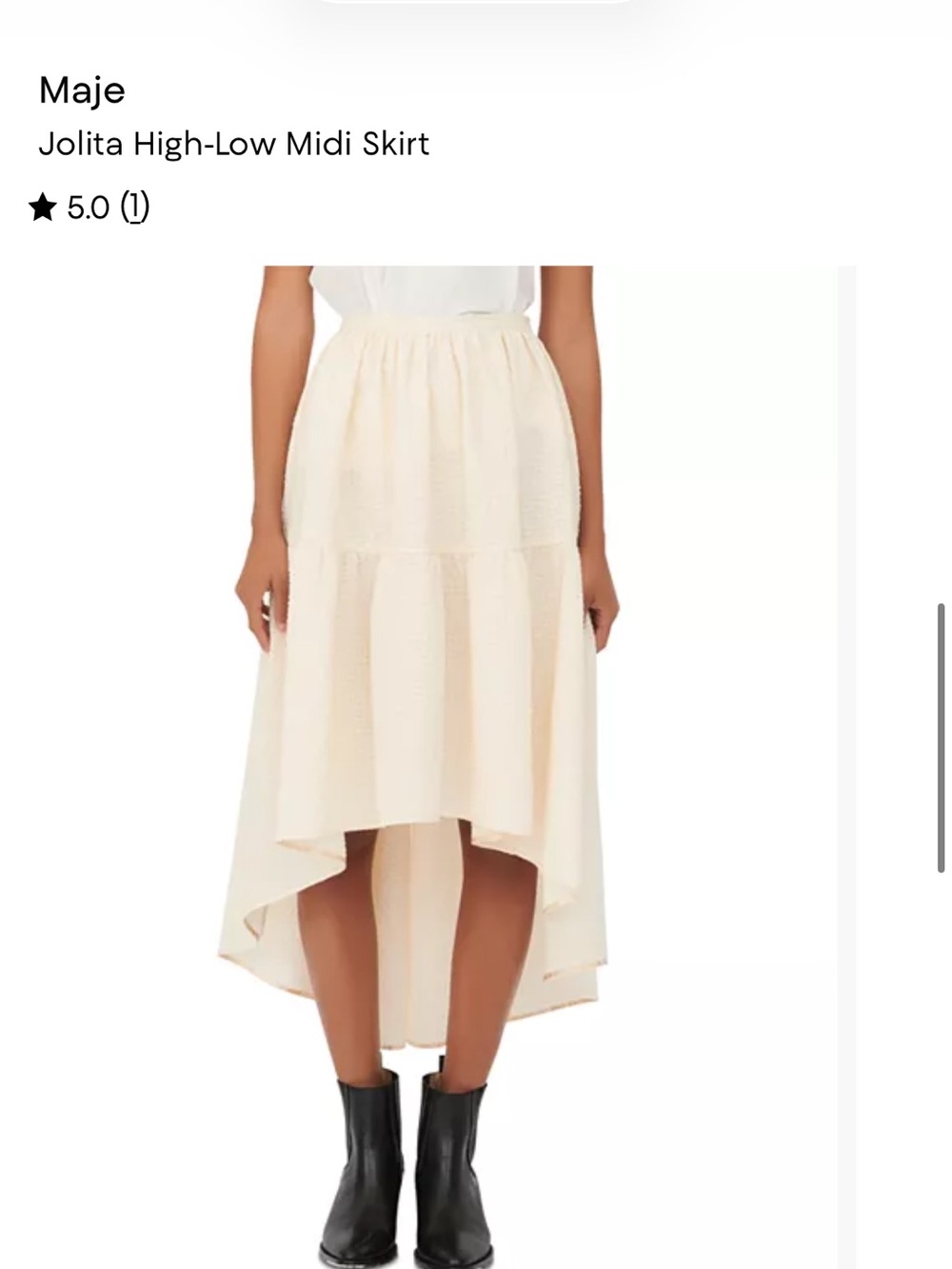 Maje Jolita High-Low Midi Skirt 40 Ecru NWT